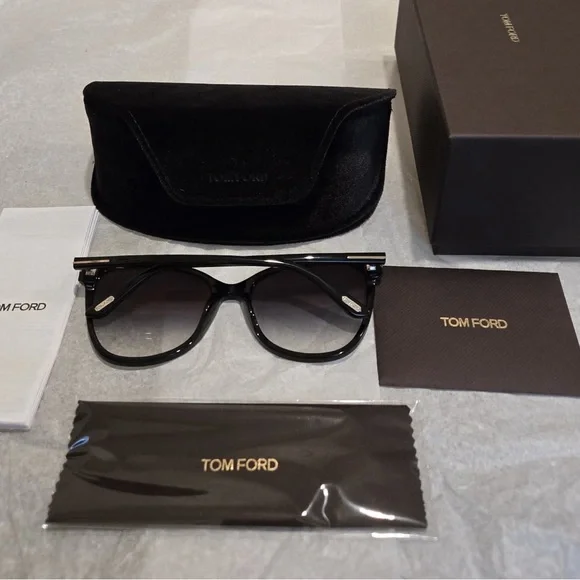 Tom Ford FT TF0844 ANI 01B Cat Eye Shiny Black Gray 58/18  display picture 3